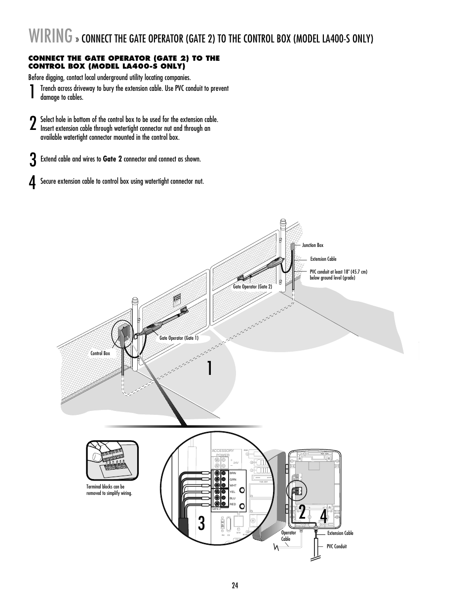 Wiring | LiftMaster LA400 Residential DC Linear Gate Operator User Manual | Page 25 / 48