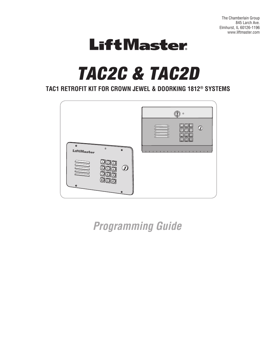 LiftMaster TAC2D TAC Retrofit System for *1812 User Manual | 8 pages