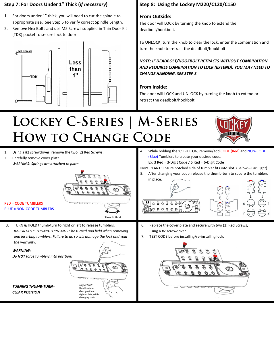 Lockey c-series | m-series how to change code | LockeyUSA C150 User Manual | Page 2 / 2