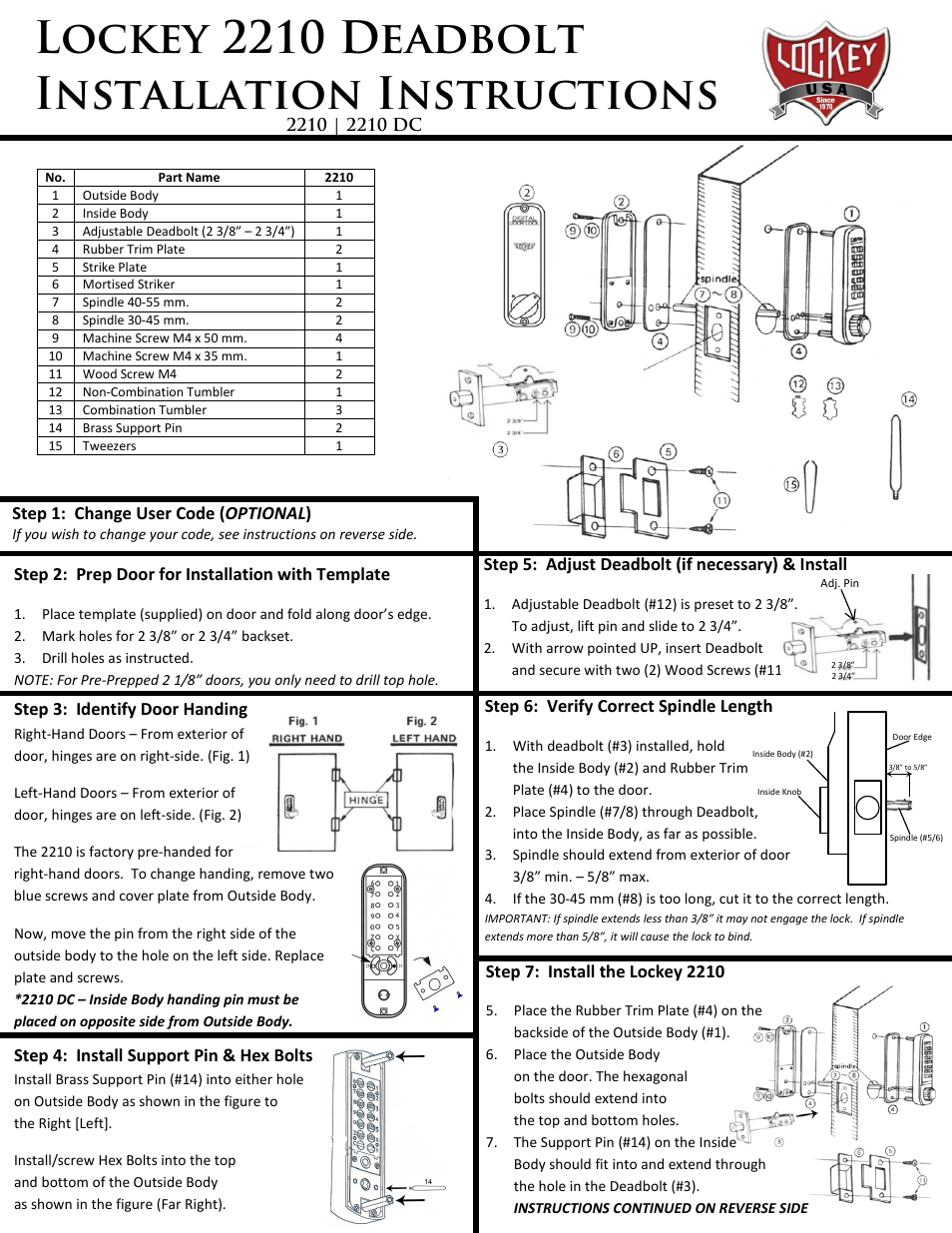 LockeyUSA 2210 DC User Manual | 2 pages