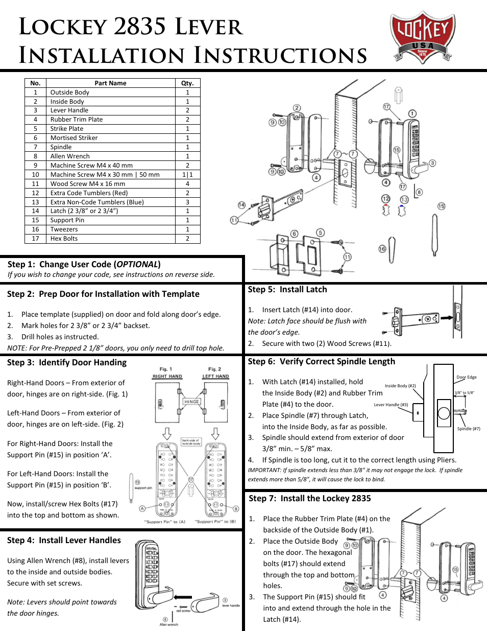 LockeyUSA 2835 User Manual | 2 pages