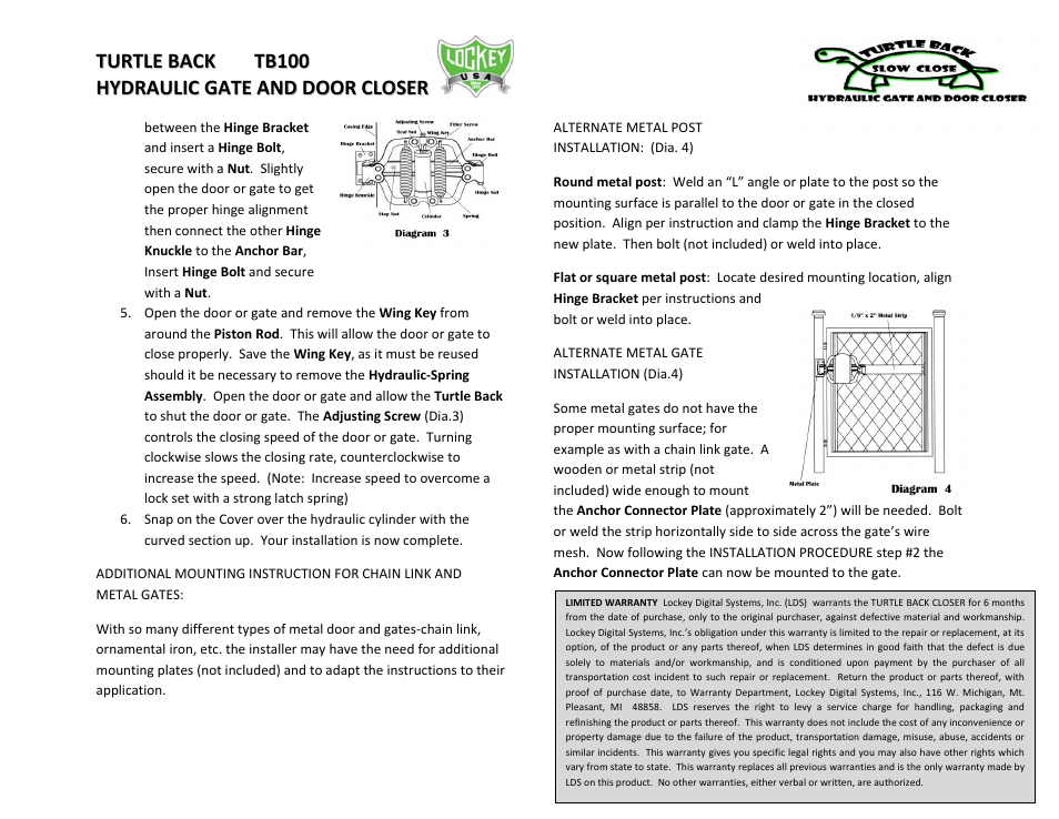 LockeyUSA TB100 User Manual | Page 2 / 2