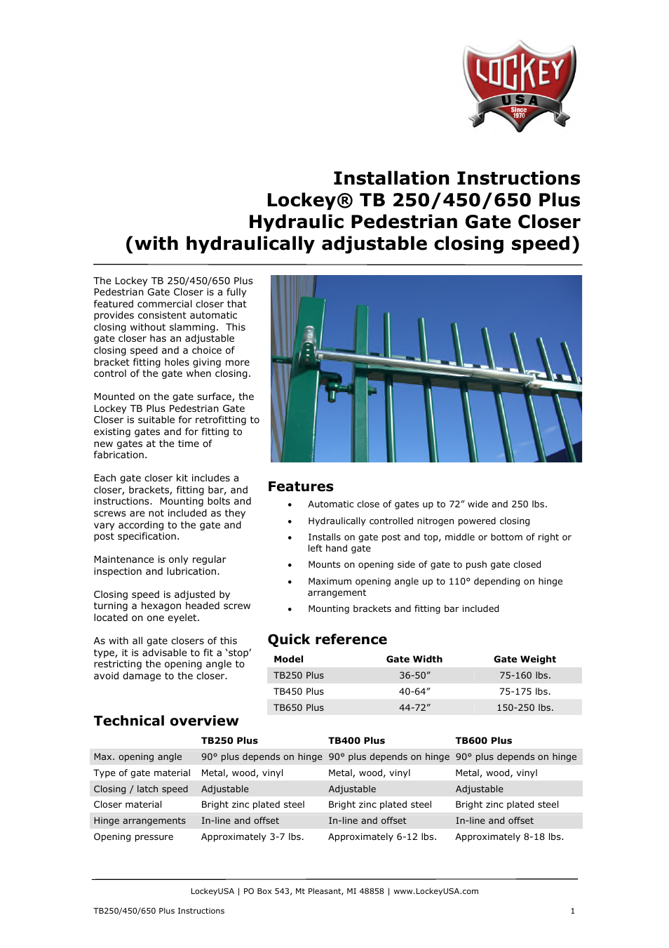 LockeyUSA TB 650 Plus User Manual | 5 pages