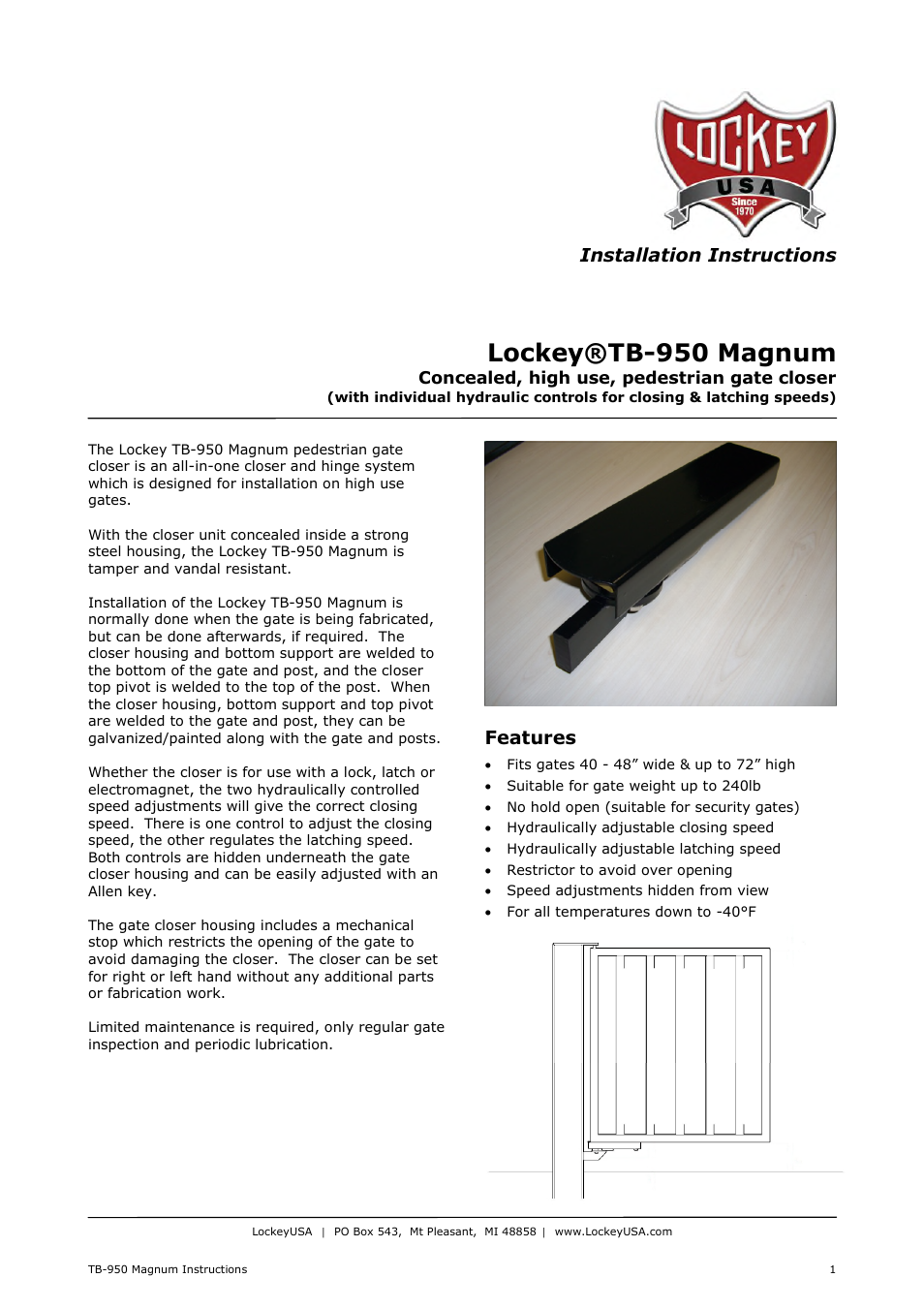 LockeyUSA TB-950 Magnum User Manual | 4 pages