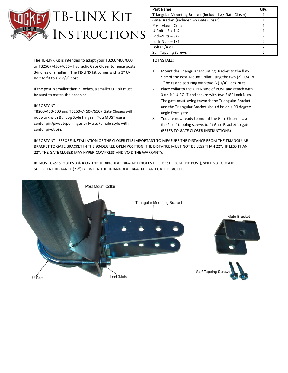 LockeyUSA TB-LINX Kit User Manual | 1 page