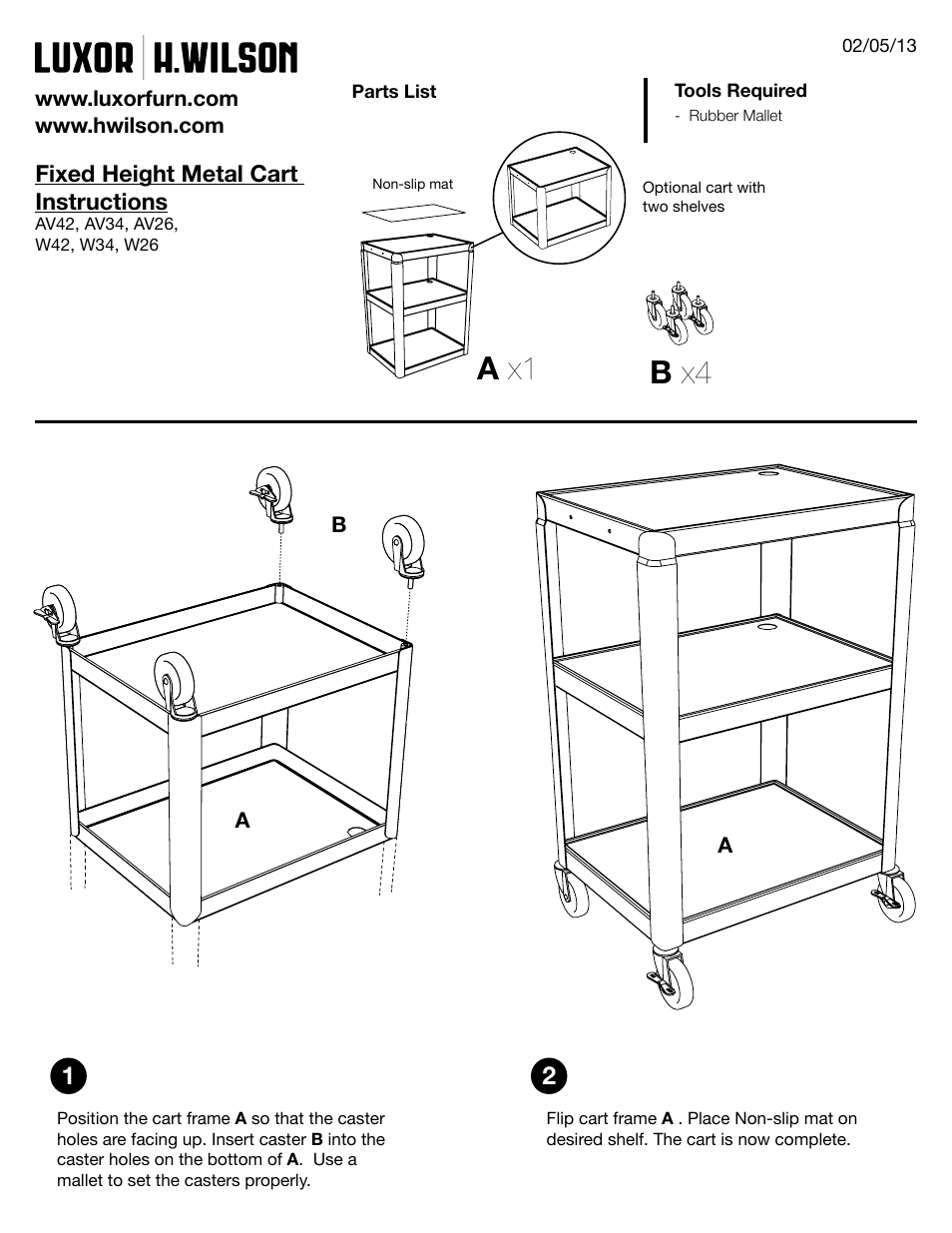 Luxor|H.Wilson AV26 User Manual | 2 pages