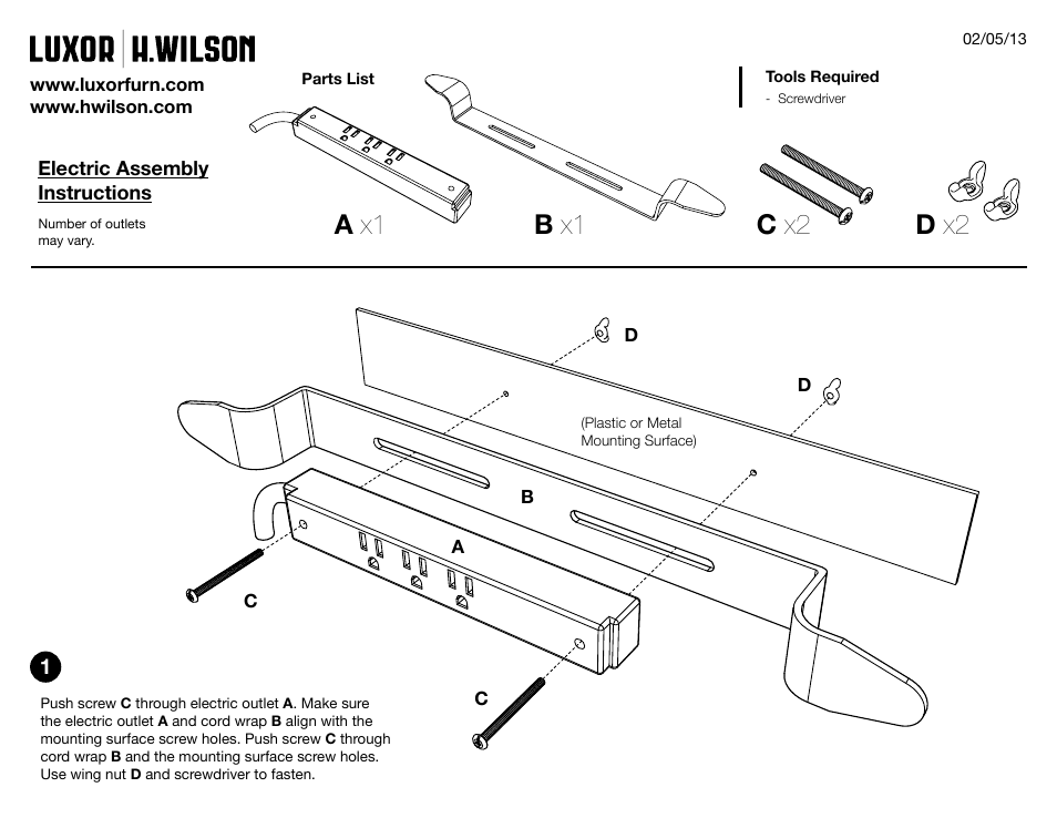A x1 b x1 c x2 d x2 | Luxor|H.Wilson AV26 User Manual | Page 2 / 2