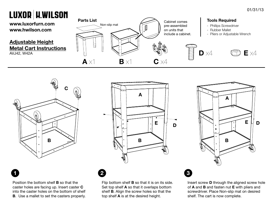 Luxor|H.Wilson AVJ42 User Manual | 2 pages