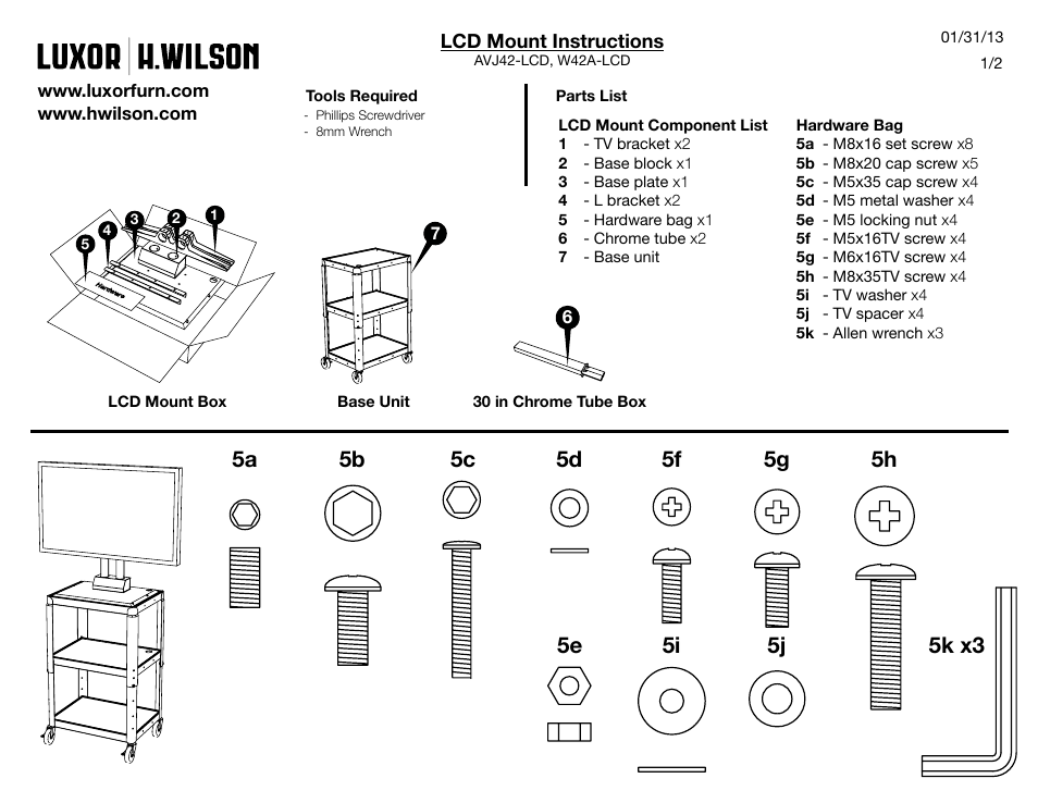 Luxor|H.Wilson AVJ42-LCD User Manual | 4 pages