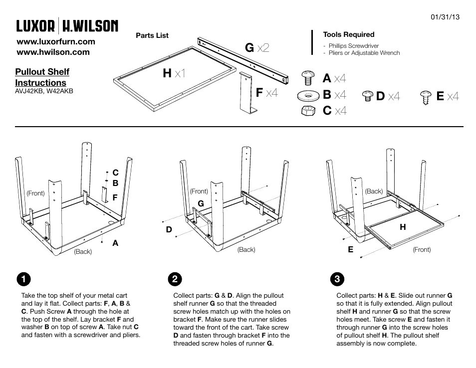 Luxor|H.Wilson AVJ42KBCDL User Manual | 4 pages