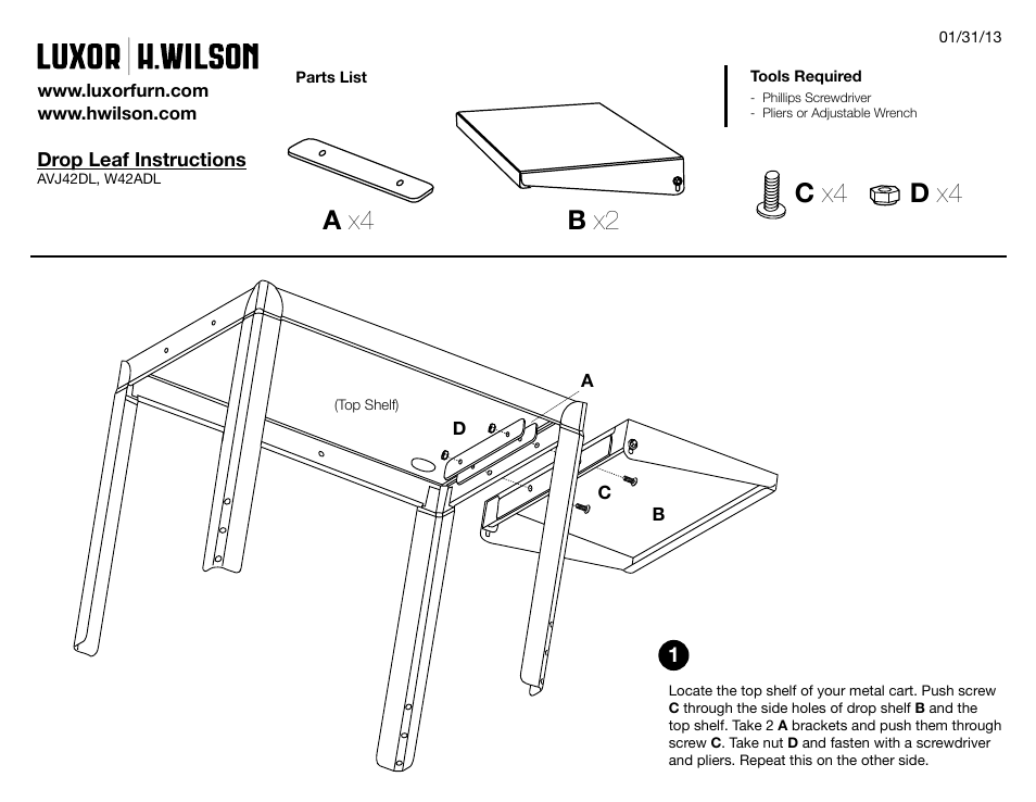 A x4 b x2 c x4 d x4 | Luxor|H.Wilson AVJ42KBCDL User Manual | Page 2 / 4