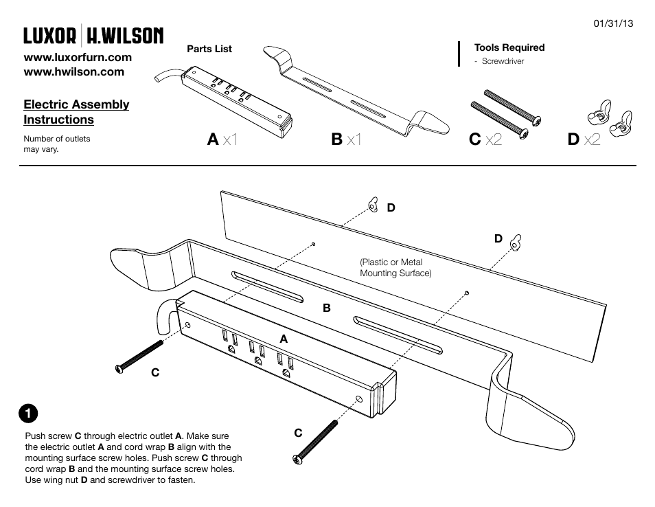 Avj42xlkb_instruct, A x1 b x1 c x2 d x2 | Luxor|H.Wilson AVJ42XLKBC User Manual | Page 3 / 3