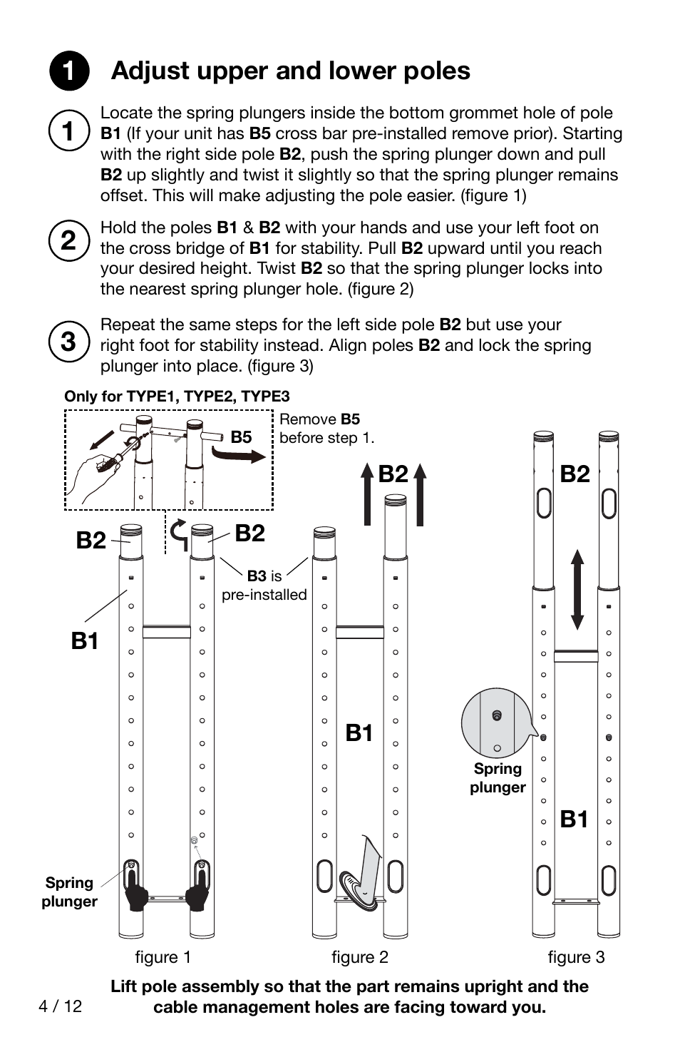 Adjust upper and lower poles, B1 b2 | Luxor|H.Wilson FP3500 User Manual | Page 4 / 12