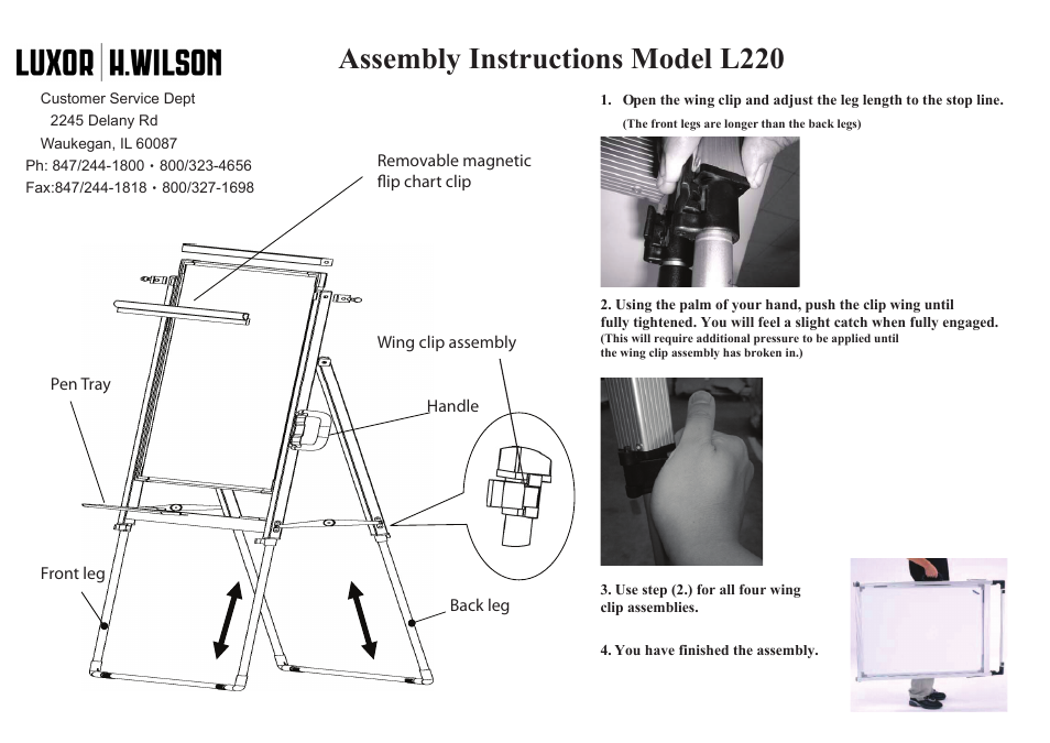 Luxor|H.Wilson L220 User Manual | 1 page