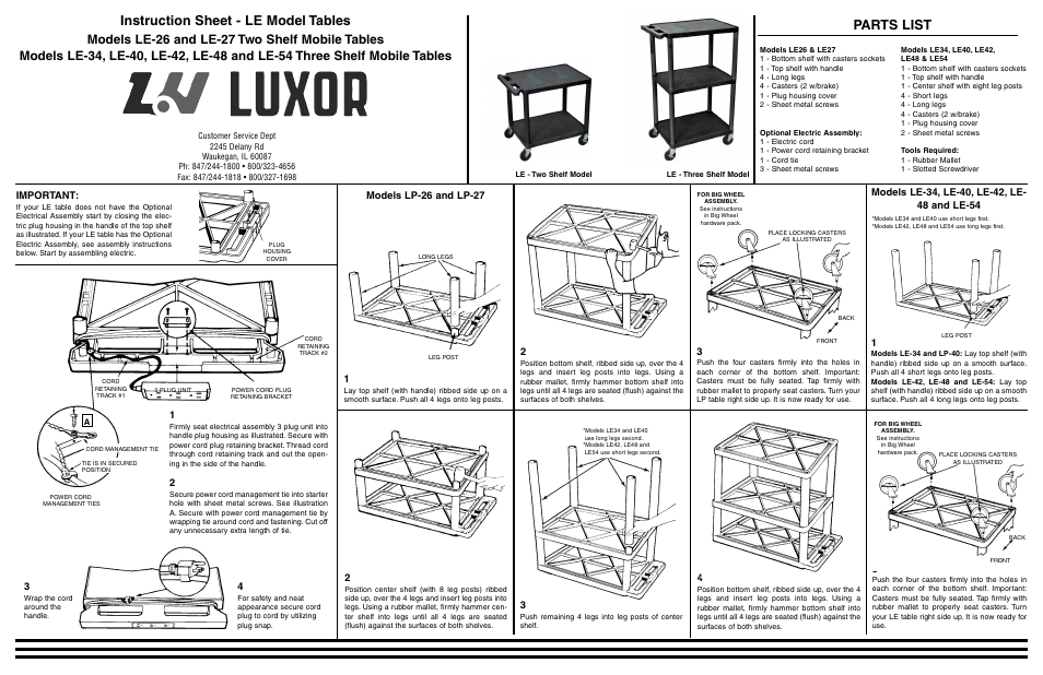 Luxor|H.Wilson LE27WT User Manual | 3 pages