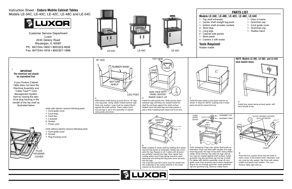 Lec units 1.pdf, Parts list, Tools required | Luxor|H.Wilson LE27WT User Manual | Page 3 / 3