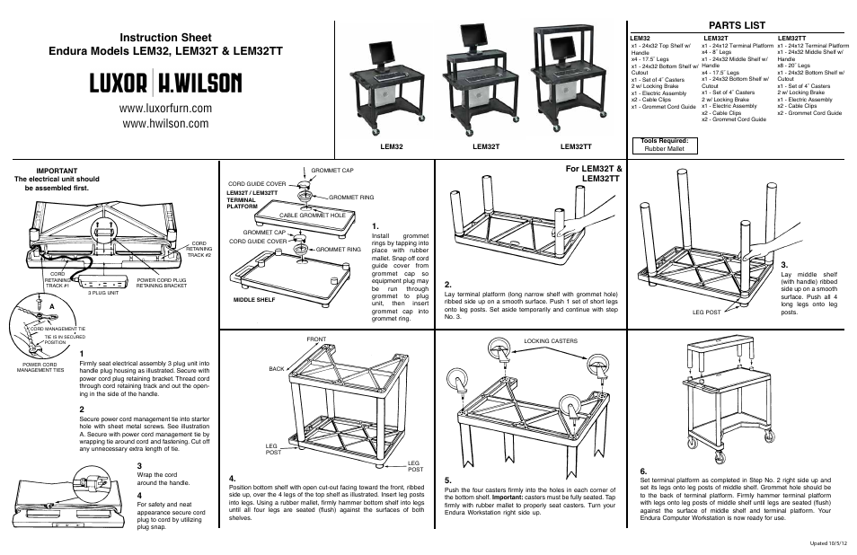 Luxor|H.Wilson LEM32TT User Manual | 2 pages