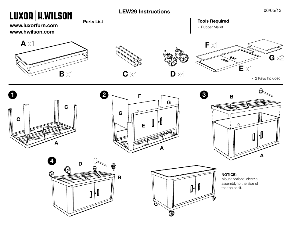 Luxor|H.Wilson LEW29 User Manual | 2 pages