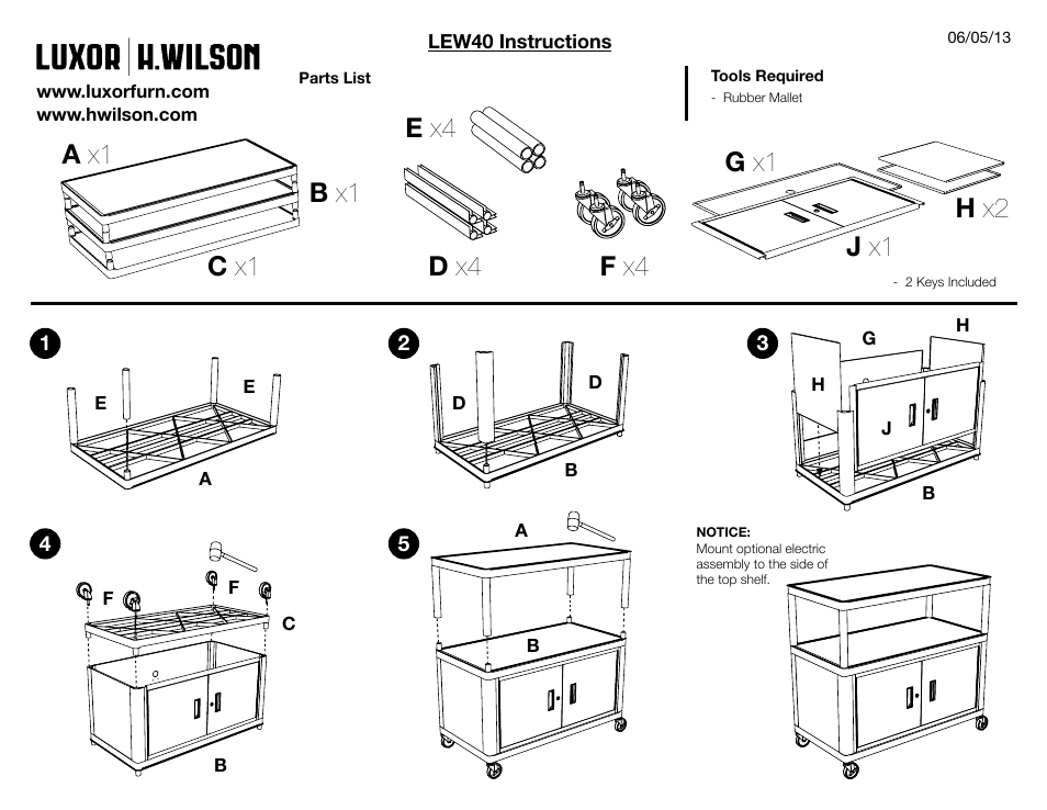 Luxor|H.Wilson LEW40 User Manual | 2 pages