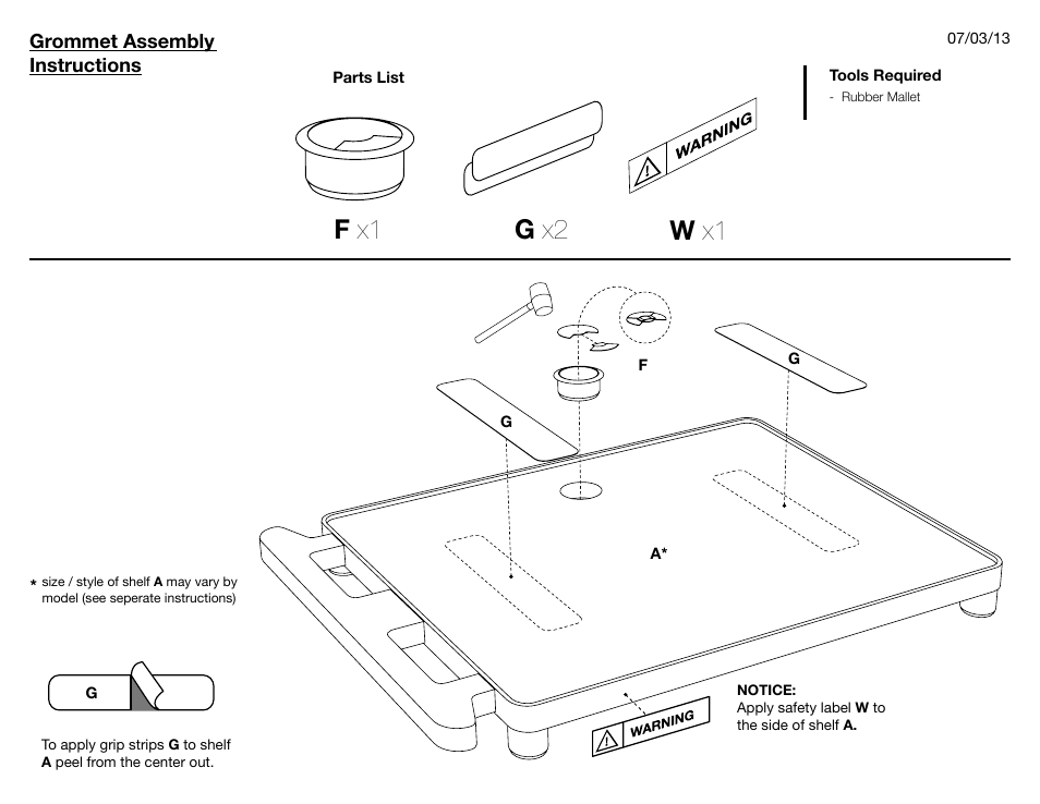 Grommet_nobrand_instruct.pdf, F x1 w x1 g x2 | Luxor|H.Wilson LEW40UD User Manual | Page 5 / 5