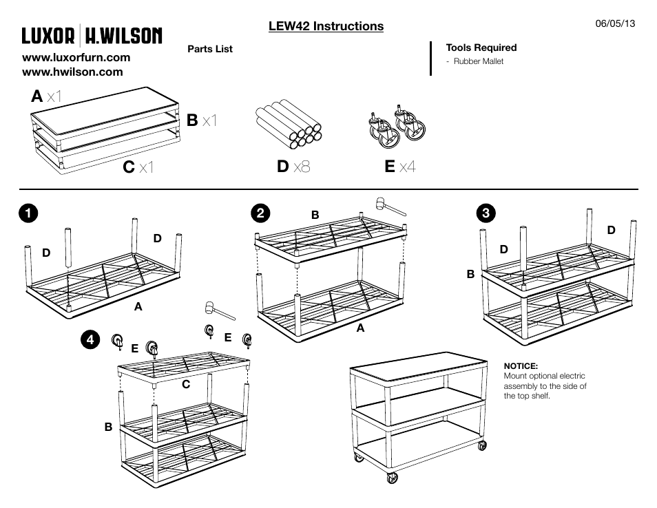 Luxor|H.Wilson LEW42 User Manual | 2 pages