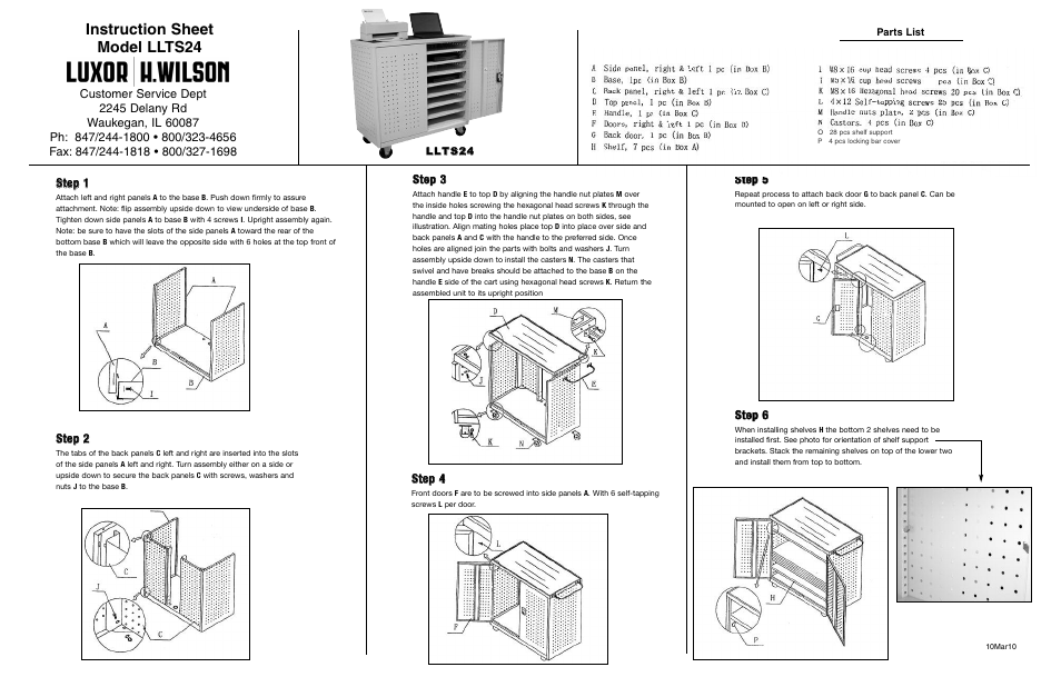 Luxor|H.Wilson LLTS24-B User Manual | 1 page