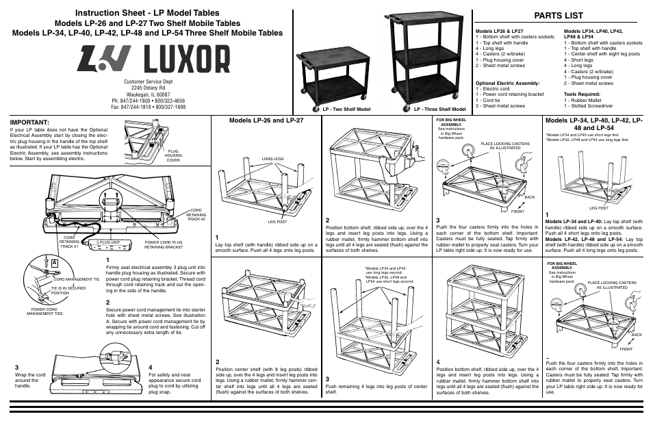 Luxor|H.Wilson LPDUO User Manual | 1 page