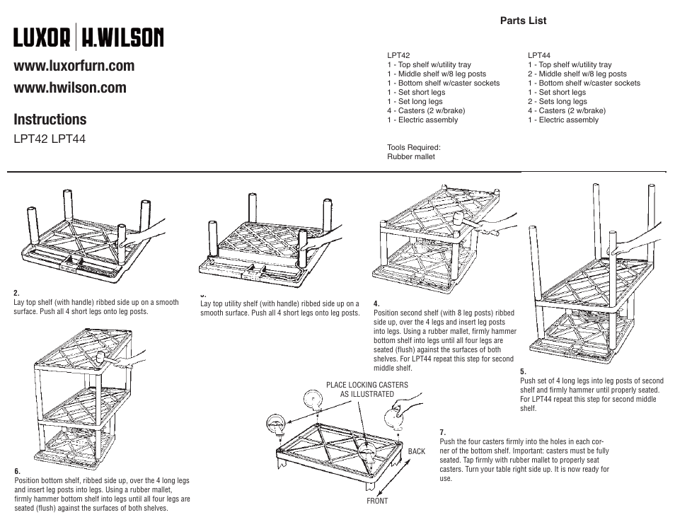 Luxor|H.Wilson LPT42-B User Manual | 1 page