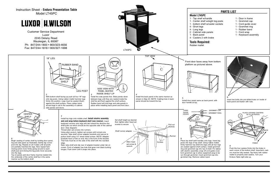 Luxor|H.Wilson LT45PC User Manual | 1 page