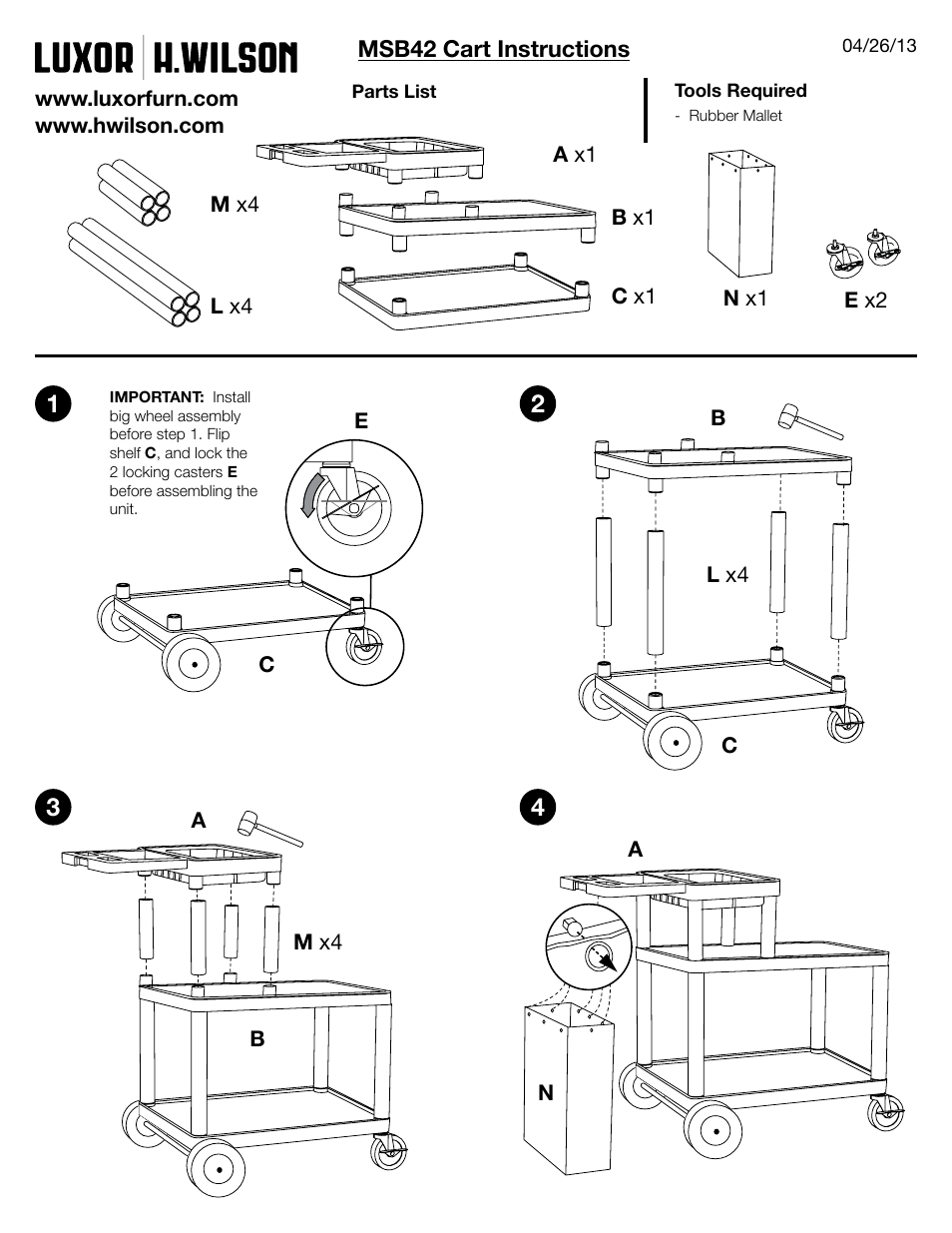 Luxor|H.Wilson MSB42 User Manual | 1 page