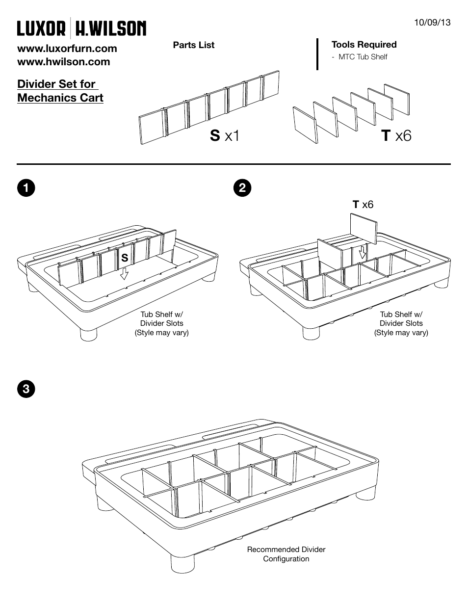 Mtc_dividers_instruct.pdf, S x1 t x6 | Luxor|H.Wilson MTC20DLL/N-B User Manual | Page 2 / 3