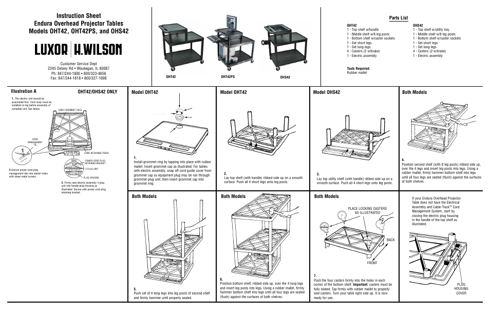 Luxor|H.Wilson OHS42 User Manual | 4 pages