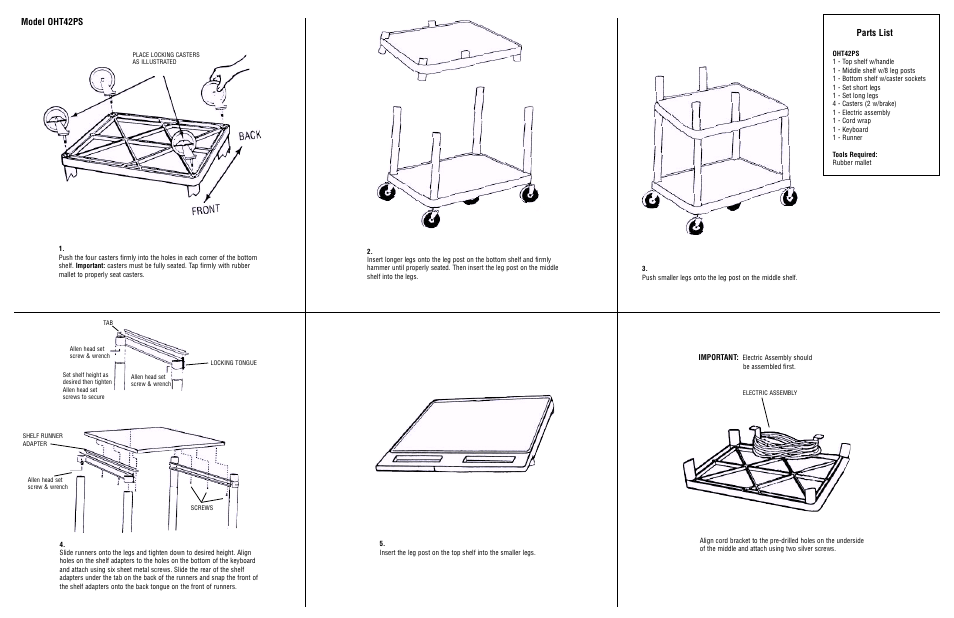 Model oht42ps, Parts list | Luxor|H.Wilson OHS42 User Manual | Page 2 / 4