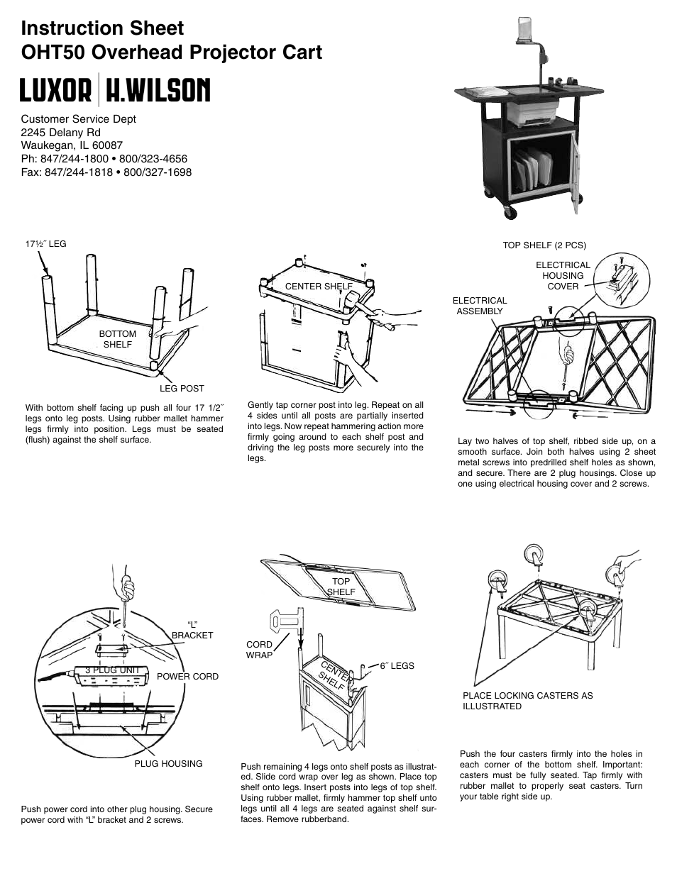 Luxor|H.Wilson OHT50 User Manual | 1 page