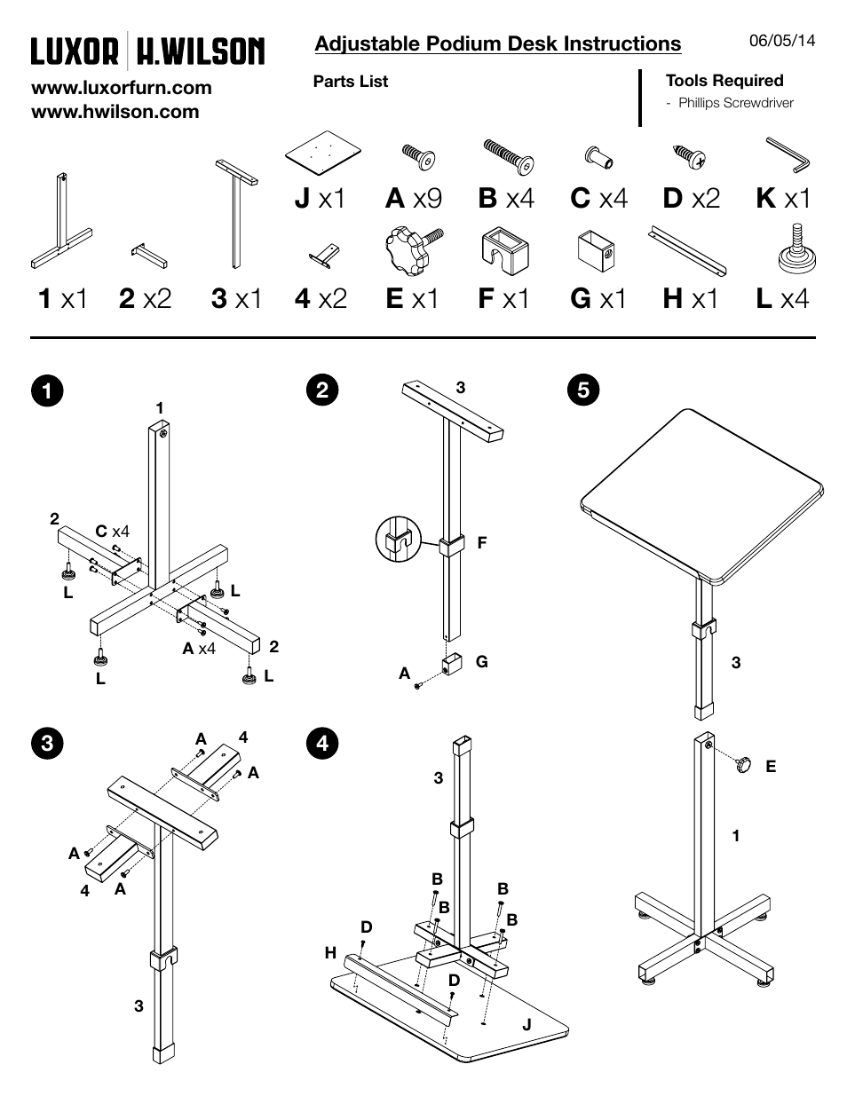 Luxor|H.Wilson PS3144 User Manual | 1 page