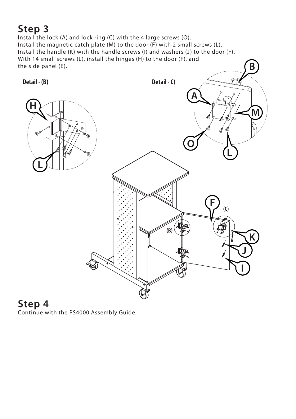 Step 3, Step 4, Fk j | Luxor|H.Wilson PS4000 User Manual | Page 7 / 7