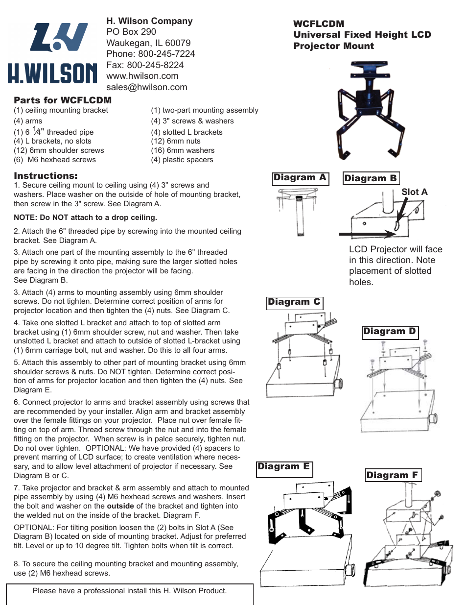 Luxor|H.Wilson WCFLCDM User Manual | 1 page