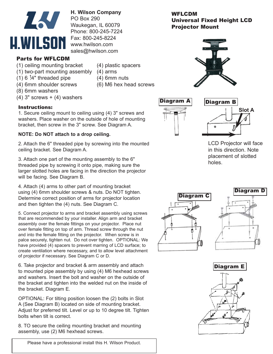 Luxor|H.Wilson WFLCDM User Manual | 1 page