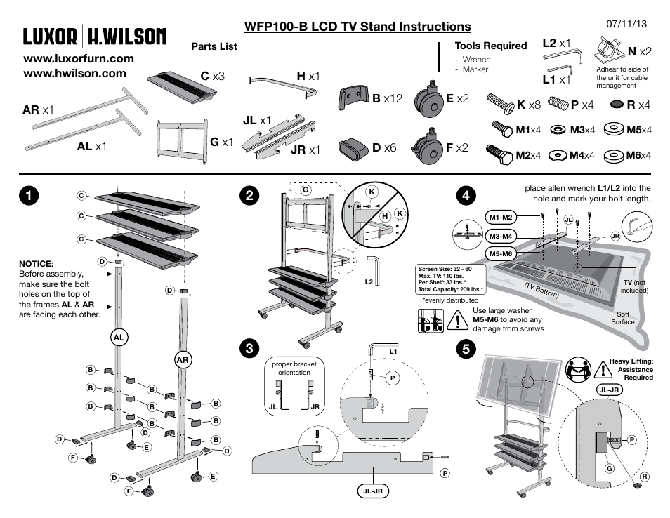 Luxor|H.Wilson WFP100 User Manual | 1 page