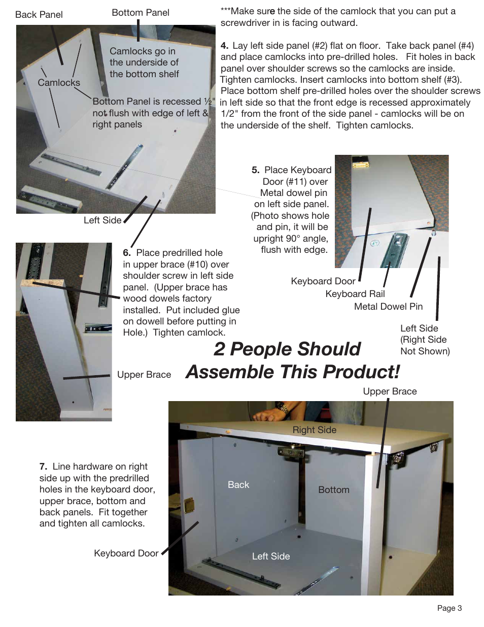 2 people should assemble this product | Luxor|H.Wilson WPS5CE User Manual | Page 3 / 5