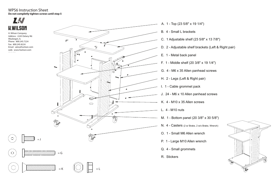 Luxor|H.Wilson WPS6HD User Manual | 4 pages