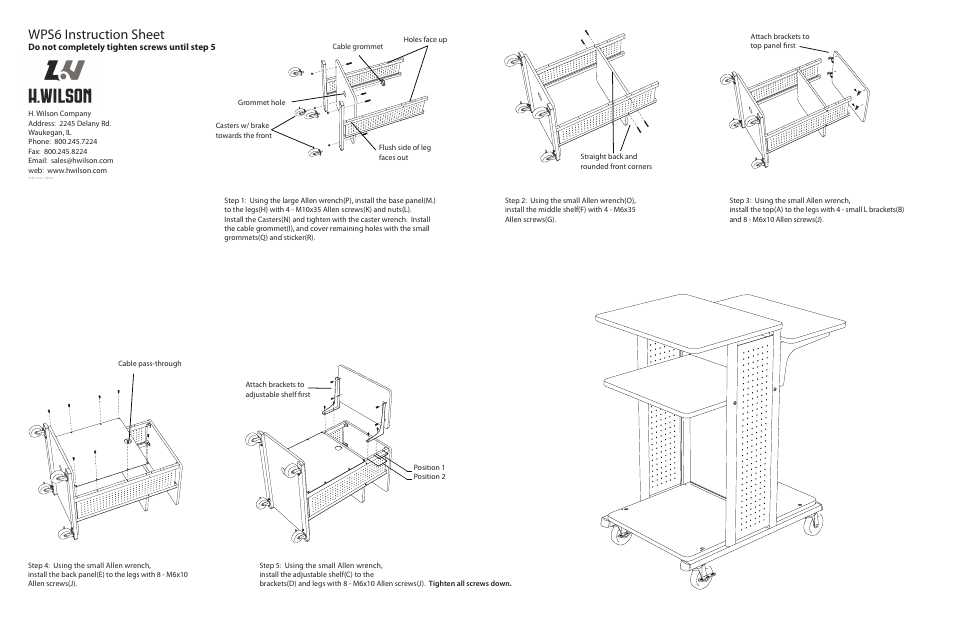Wps6 instruction sheet | Luxor|H.Wilson WPS6HD User Manual | Page 2 / 4