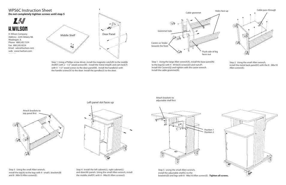 Wps6c instruction sheet | Luxor|H.Wilson WPS6HD User Manual | Page 4 / 4