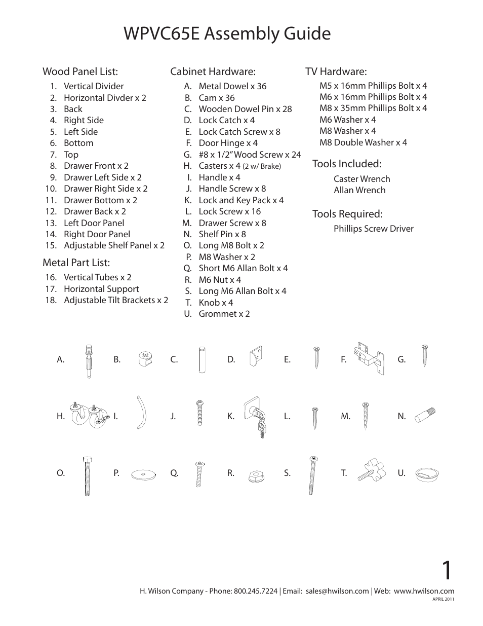 Wpvc65e assembly guide | Luxor|H.Wilson WPVC65E User Manual | Page 2 / 11