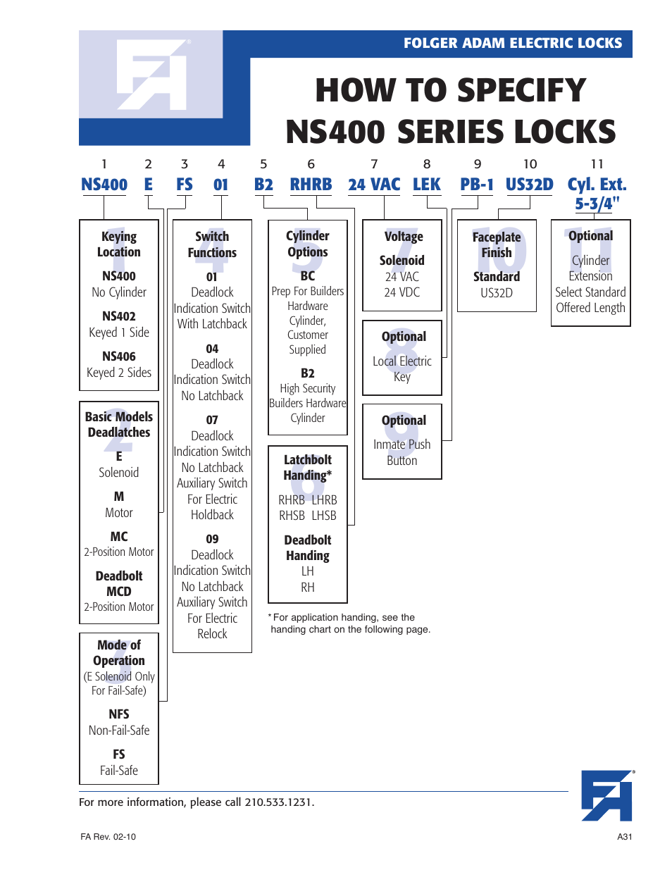 How to specify ns400 locks, How to specify ns400 series locks | Southern Folger NS400MCD MOTOR-OPERATED DEADBOLTS User Manual | Page 3 / 4