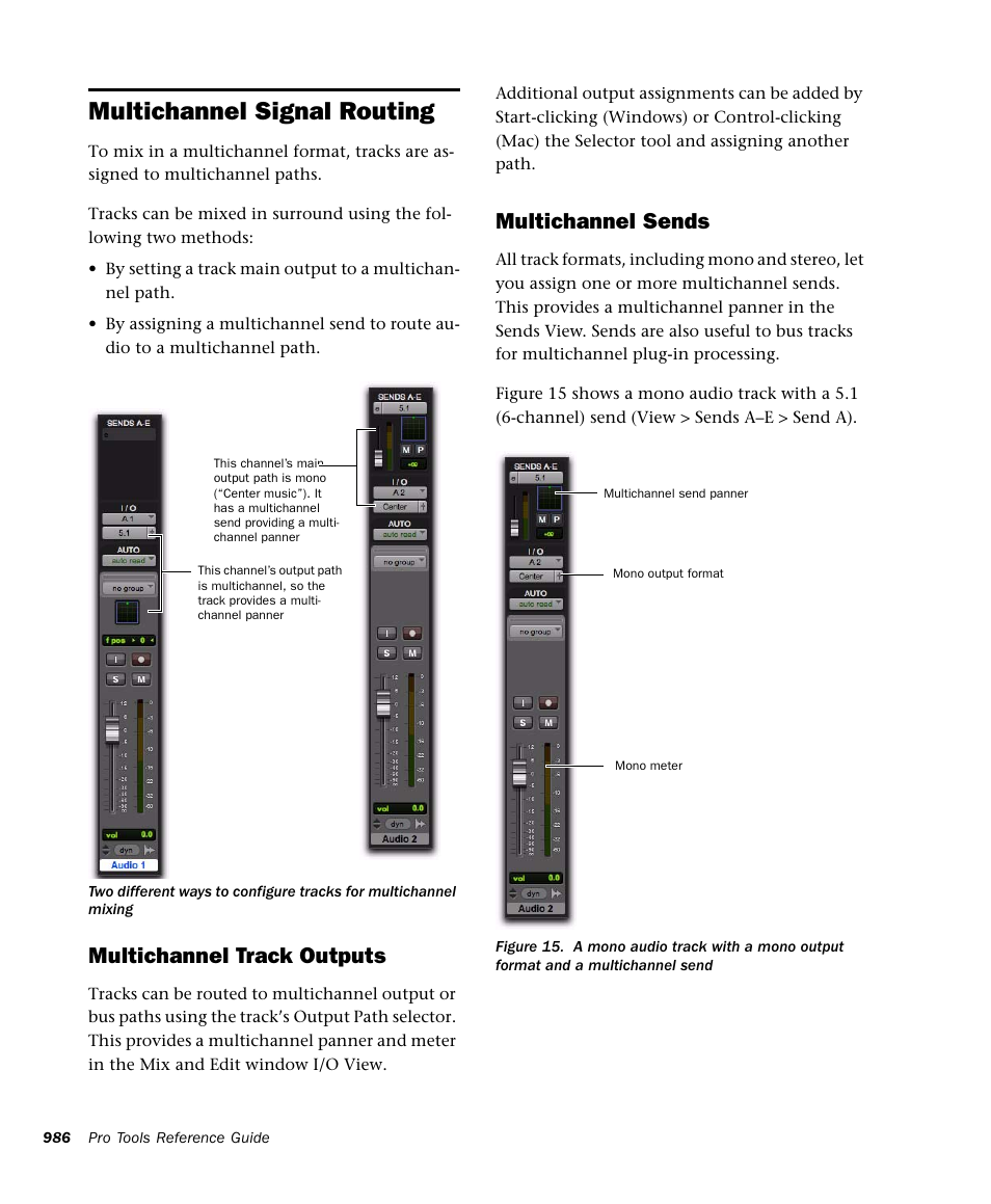 Multichannel signal routing, Multichannel track outputs, Multichannel sends | M-AUDIO Pro Tools Recording Studio User Manual | Page 1004 / 1112
