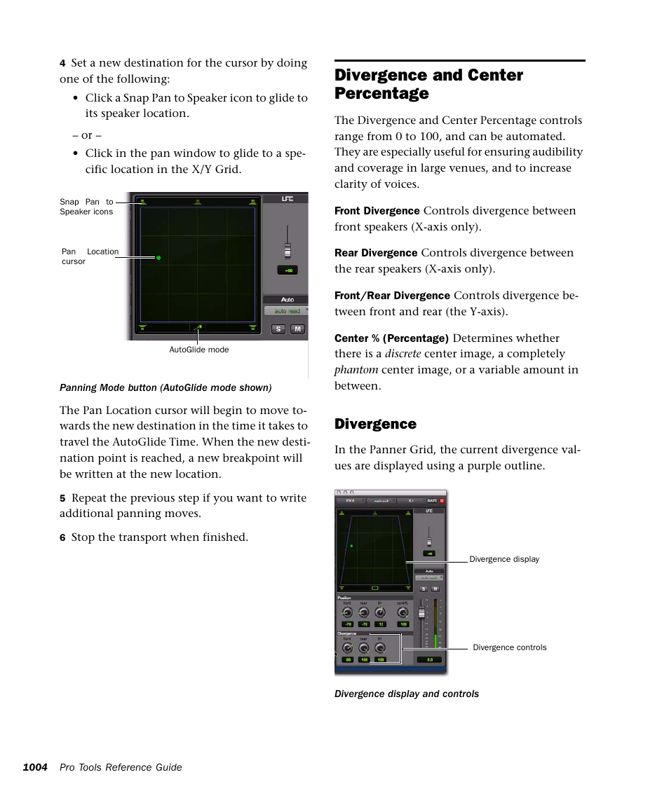 Divergence and center percentage, Divergence | M-AUDIO Pro Tools Recording Studio User Manual | Page 1022 / 1112