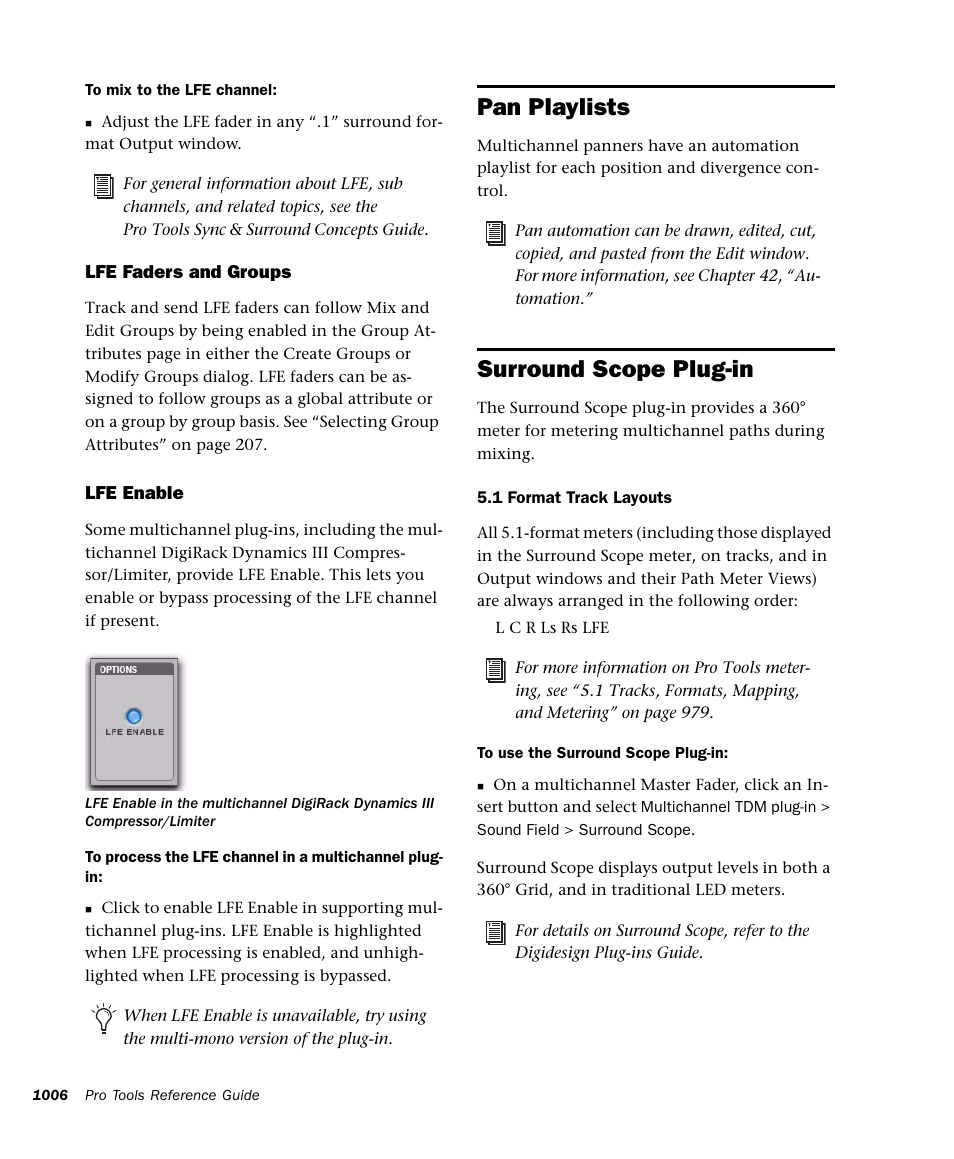 Pan playlists, Surround scope plug-in | M-AUDIO Pro Tools Recording Studio User Manual | Page 1024 / 1112