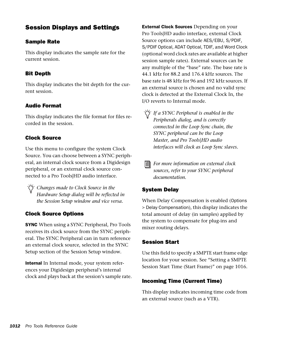 Session displays and settings | M-AUDIO Pro Tools Recording Studio User Manual | Page 1030 / 1112