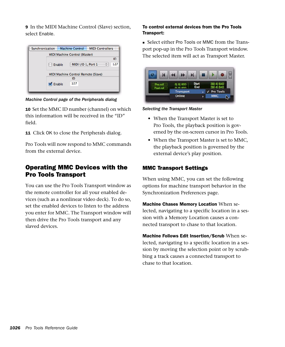 Operating mmc devices with the pro tools transport | M-AUDIO Pro Tools Recording Studio User Manual | Page 1044 / 1112